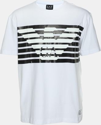 Emporio Armani White Jersey Logo Print T-Shirt