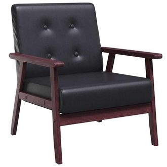 vidaXL Sill&oacute;n De Cuero Sint&eacute;tico Negro Vidaxl