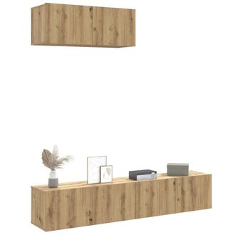Berkfield Home 3 Piece TV Cabinet Set Wall-mounted Artisan Oak Engineered Wood in Brown