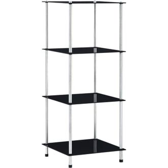 vidaXL Scaffale a 4 Livelli Nero 40x40x100 cm in Vetro Temperato - Vidaxl