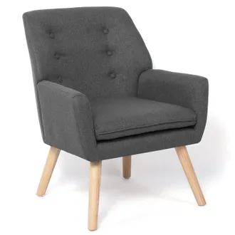 IDMarket Idmarket - Poltrona Scandinava In Tessuto Grigio Antracite Nat
