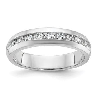 Diamond2Deal 14k White Gold Lab Grown Diamond 9-Stone Band Ring 1/2Ct Clarity- VS Color- G-H