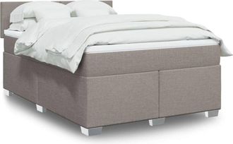 vidaXL Vidaxl - Cama Box Spring Con Colch&oacute;n Tela Gris Taupe 140x190 Cm