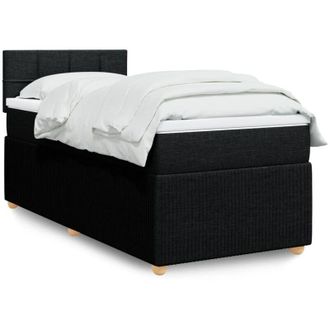vidaXL Cama Box Spring Con Colch&oacute;n Tela Negro 90x200 Cm Vidaxl
