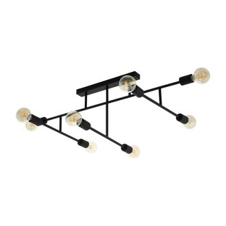 Loops Wall Flush 8 Bulb Ceiling Light Colour Black Geometric Design Bulb E27 8x40W