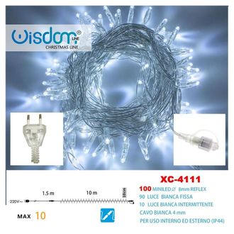 Trade Shop Trade Shop - Catena Luminosa 100luci Led Lucciole Bianco Fisso + Bianco Intermittente Xc-4111