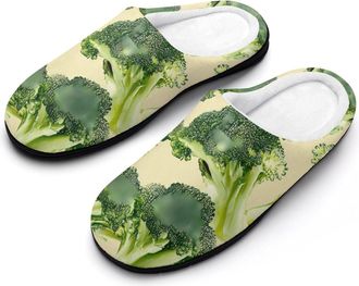 Generic Broccoli Cotton Slippers for Women Indoor Outdoor Slipper Slip-On Memory Foam Home Shoes