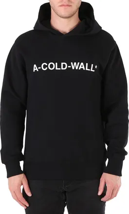 A-Cold-Wall* A Cold Wall Mens Black Essential Logo Cotton Hoodie
