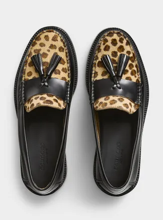 Simons Mens Leopard-like tassel loafers Men