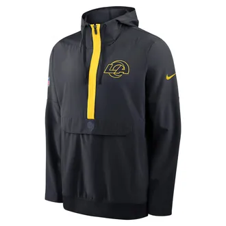 Nike Los Angeles Rams Rivalries Collection Sideline Anorak Nike Mens NFL 1/2-Zip Hooded Jacket in Blue | 03AT0L169X-MDB