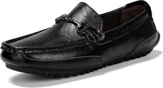 Generic Mens Loafers Moccasins Shoes Stitching Details PU Leather Resistant Flexible Comfortable Flat Heel Anti-Slip Casual Prom Slip On(Black,8 UK)