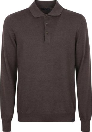 Fay Polo - Heren - Polos - Bruin - XL - Wol - Tops