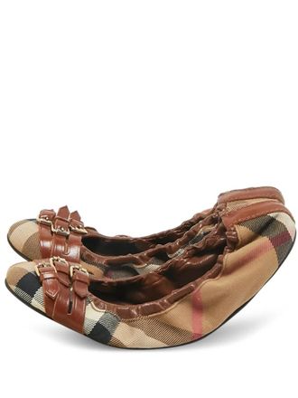Burberry multicolour check ballet flats - women - Canvas/Calf Leather/Calf Leather/Rubber - 38 - Neutrals
