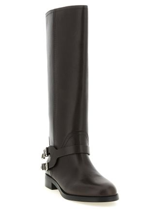 Pinko Equestrian Buckle Boots - Black