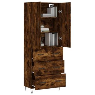 Berkfield Home Highboard Smoked Oak 69.5x34x180 cm Engineered Wood in Brown