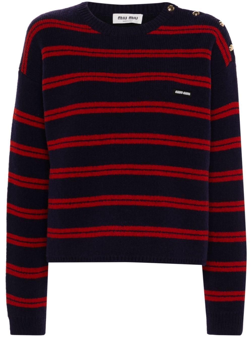 Tシャツ・カットソー MiuMiu | Merino wool crew-neck sweater Miu Miu crew-neck T-shirt | Blue | FARFETCH