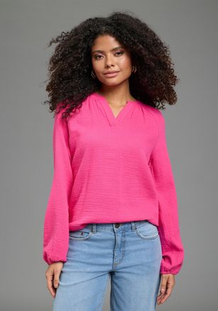 Laura Scott Schlupfbluse LAURA SCOTT, Damen, Gr. 34, pink, Web, Obermaterial: 100% Baumwolle, unifarben, Blusen Schlupfbluse, feminin geschnitten, aus Baumwolle, 