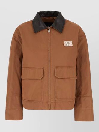 Max Mara cotton padded jacket contrast collar pockets