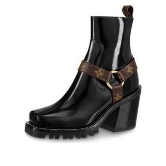 Louis Vuitton (WMNS) LOUIS VUITTON Limitless Ankle Boots Black with Logo Straps 1A4WKA