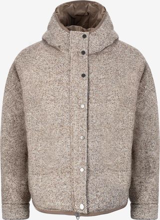Brunello Cucinelli Kurze Wendbare Steppjacke mit Stehkragen in Chevron-Muster