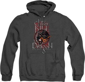 Gildan Game Of Thrones Fire Cannot Kill A Dragon Adult Heather Hoodie / Hooded Sweatshirt