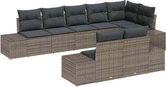 vidaXL Garden Sofa Set with Storage 8 pcs Grey Poly rattan vidaXL