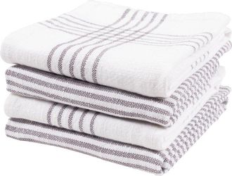 KAF Home Kaf Home Monaco Relaxed Casual Cotton Slubbed Kitchen Towel Set Of 4