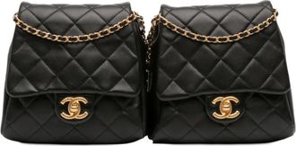 Chanel 2019 CC Quilted Lambskin Side Packs crossbody bag - Zwart