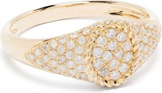 Yvonne Léon 9K Yellow Gold Baby Chevalier Diamond Signet Ring - Womens - Diamond/9kt Yellow Gold
