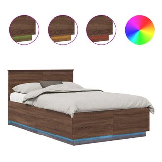 vidaXL Estructura De Cama Con Tiras Led Roble Marr&oacute;n 135 X 190 Cm Vidaxl
