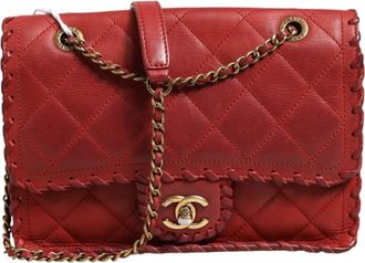 Chanel Mini Flap Bag Lambskin Braided Calfskin Gold Tone Womens Metal (Pre-Owned)
