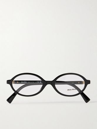 Miu Miu Eyewear Occhiali Da Vista In Acetato Con Montatura Ovale - Nero