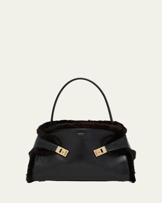 Ferragamo Hug Leather & Shearling Shoulder Bag