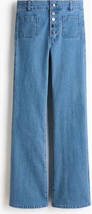 H&M Flared Leg High Waist Jeans in Denim Blue at Nordstrom, Size 10