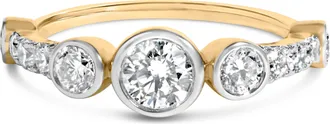 House of Brilliance 10K Yellow Gold Plated Silver 1.0 Cttw Round Lab Grown Diamond Bezel Station Ring
