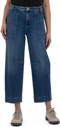 Kut from the Kloth Ashton High Waist Crop Wide Leg Barrel Jeans in Medium Wash at Nordstrom Rack, Size 12
