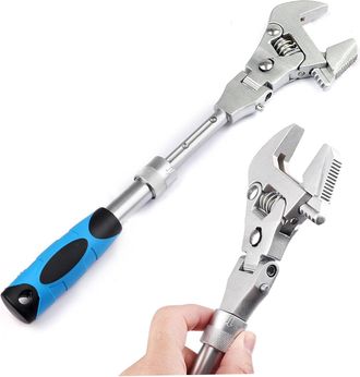 OEM Llave De Carraca Ajustable, 10 Pulgadas, Plegable, Giratoria 180 Grados, Retr&aacute;ctil, Multiusos, Con Mango Suave, Para El Hogar, Garaje Y Taller. Llave 