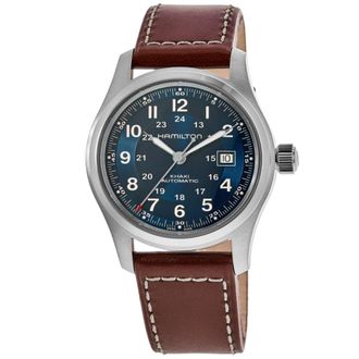 Hamilton Khaki Field Auto 42MM Blue Dial Leather Strap Mens Watch H70605540