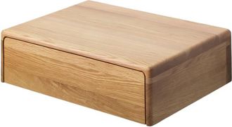 Woodek Mesita de noche con caj&oacute;n, de roble macizo y acabado mate