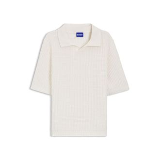 HUGO BOSS Waffle-structure knit polo with Johnny collar