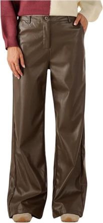 Ydence Bruine Polyester Broek Marlee - Dames - Wijde Broeken - Bruin - L - Polyester - Broeken