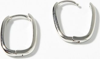 Simons Womens Small silver oval Hoop Earrings