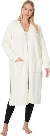 Barefoot Dreams CozyChic(r) Luxe High Slit Cardigan Womens Sweater Pearl : MD (US 10-12), Nylon/Polyester
