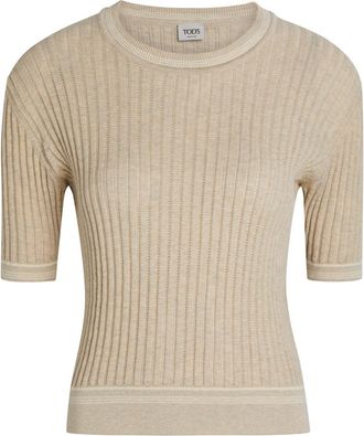 Tod's Cropped Cotton-knit T-shirt - Beige - S (UK8-10 / S)