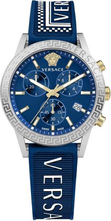 Versace Sport Tech Chronograaf Rubberen Horloge Blauw - Dames - Horloges - Blauw - ONE Size - Accessoires