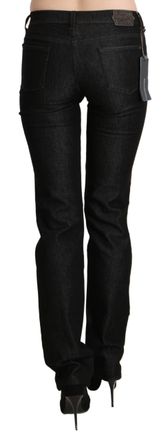 Ermanno Scervino Womens Black Mid Waist Skinny Slim Denim Trouser Cotton