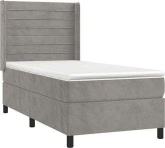 vidaXL Cama Box Spring Colch&oacute;n Y Led Terciopelo Gris Claro 90x200 Cm Vidaxl