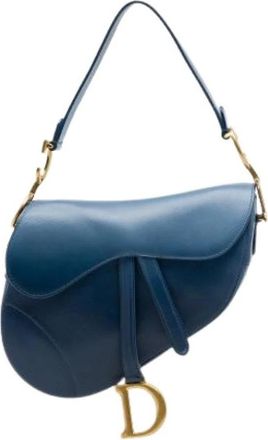 Dior Pre-owned Saddle Bag - Dames - Vintage Schoudertas - Blauw - ONE Size - Leer - Vintage