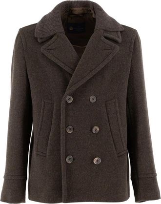 Paul & Shark Double-Breasted Coat - Heren - Mantel - Bruin - M - Leer - Jassen