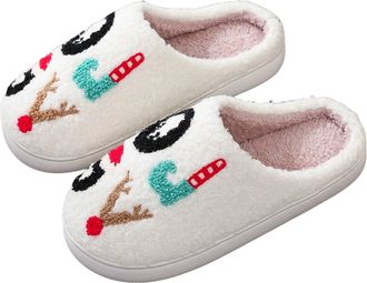Generic Christmas Slippers Memory Foam House Slippers for Women Warm Cozy Fuzzy Bedroom Shoes Woman Indoor Outdoor Cute Cartoon Comfy Soft Non-Slip Xmas Holid